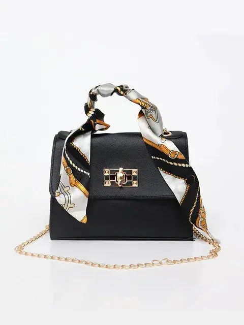 ELEGANCE TOUCH | STRUCTURED CROSSBODY BAG WITH SCARF HANDLE