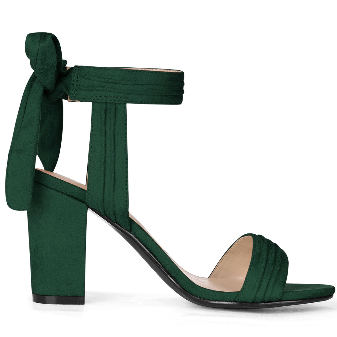 BLOCK HEEL PUMPS | OPEN TOE ANKLE STRAP WITH BOW DETAIL