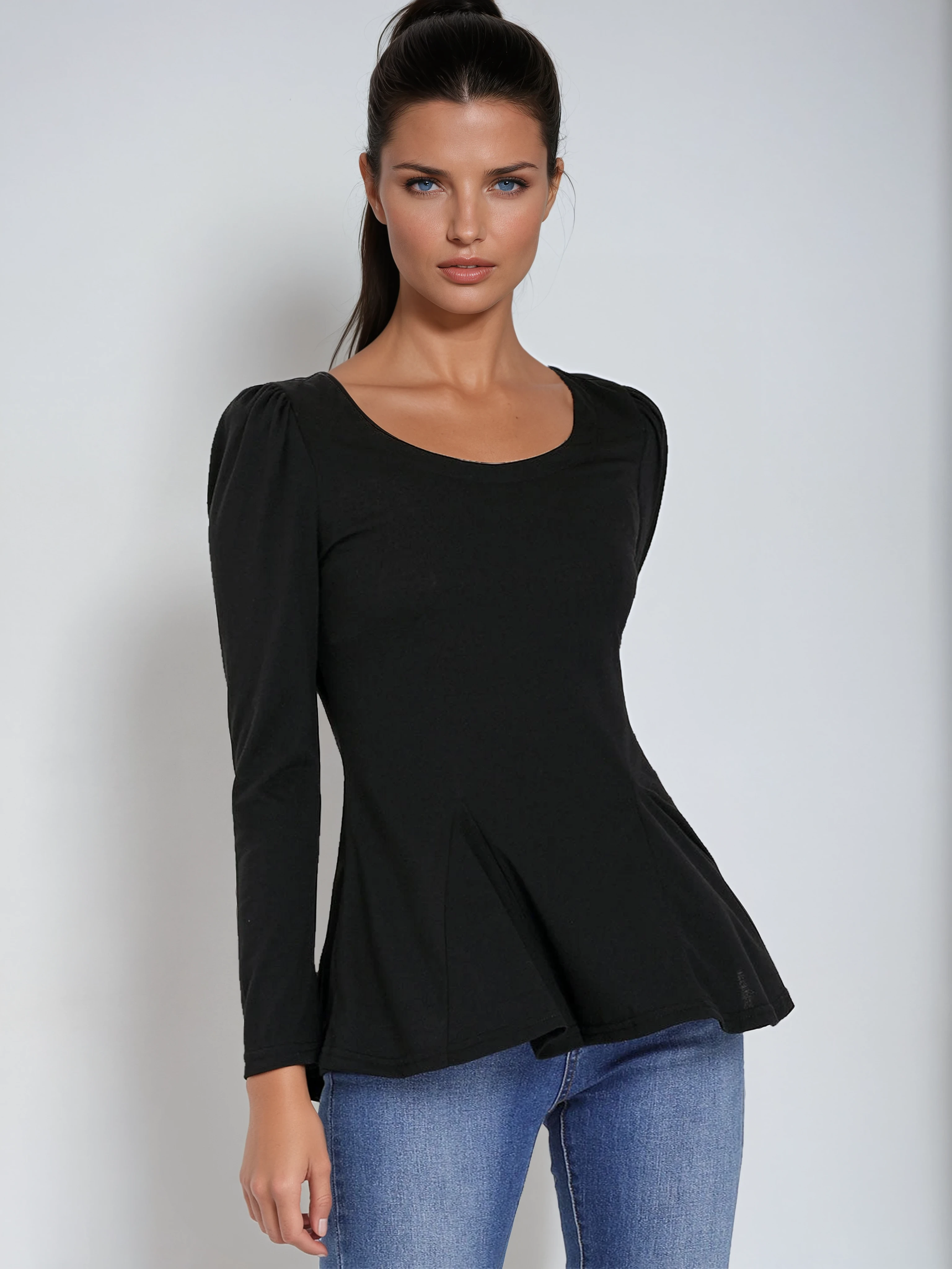 ELEGANT FLOW | LONG SLEEVE PEPLUM TOP