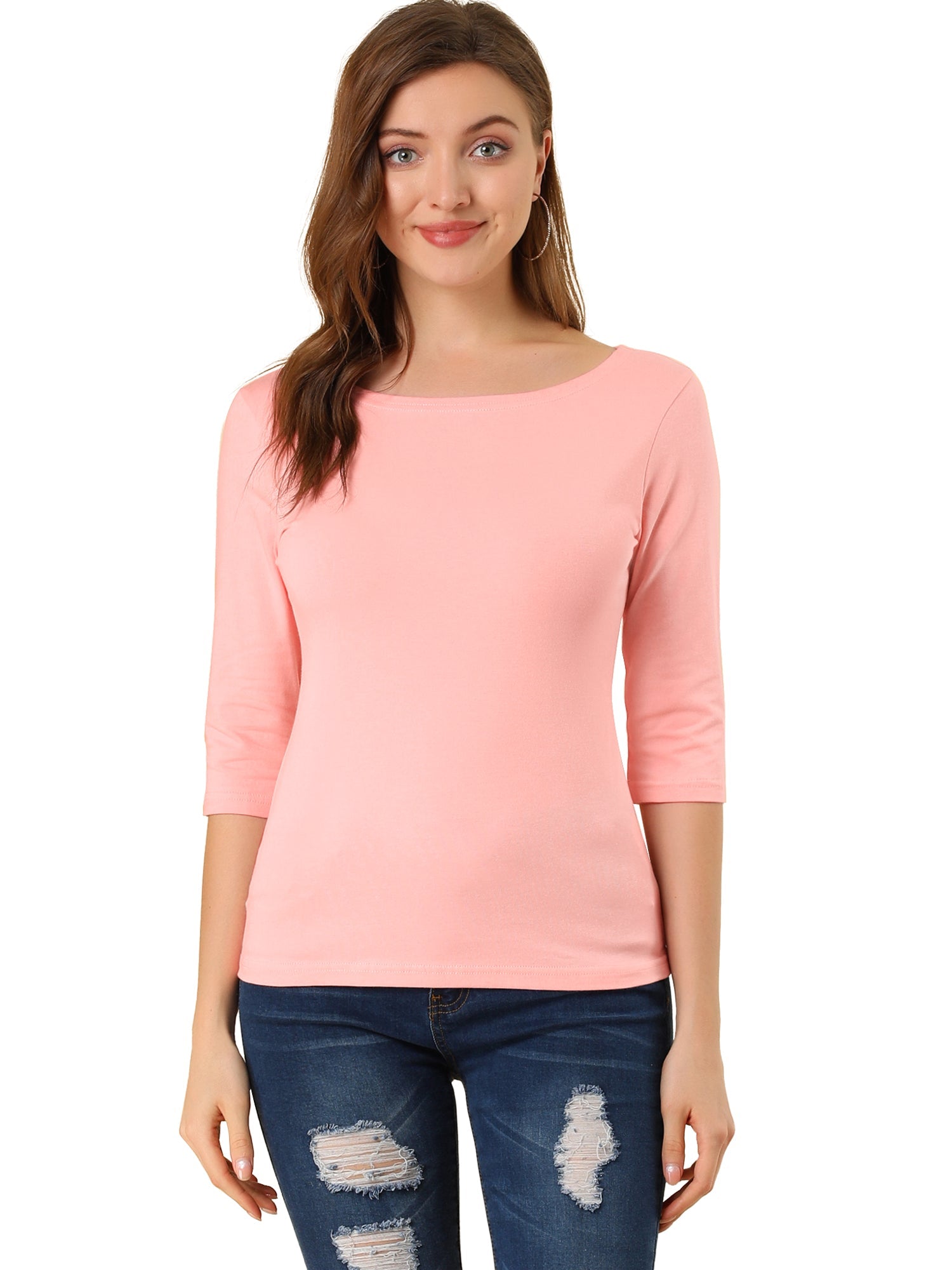 ESSENTIAL EASE | 3/4 SLEEVE CREW NECK TOP