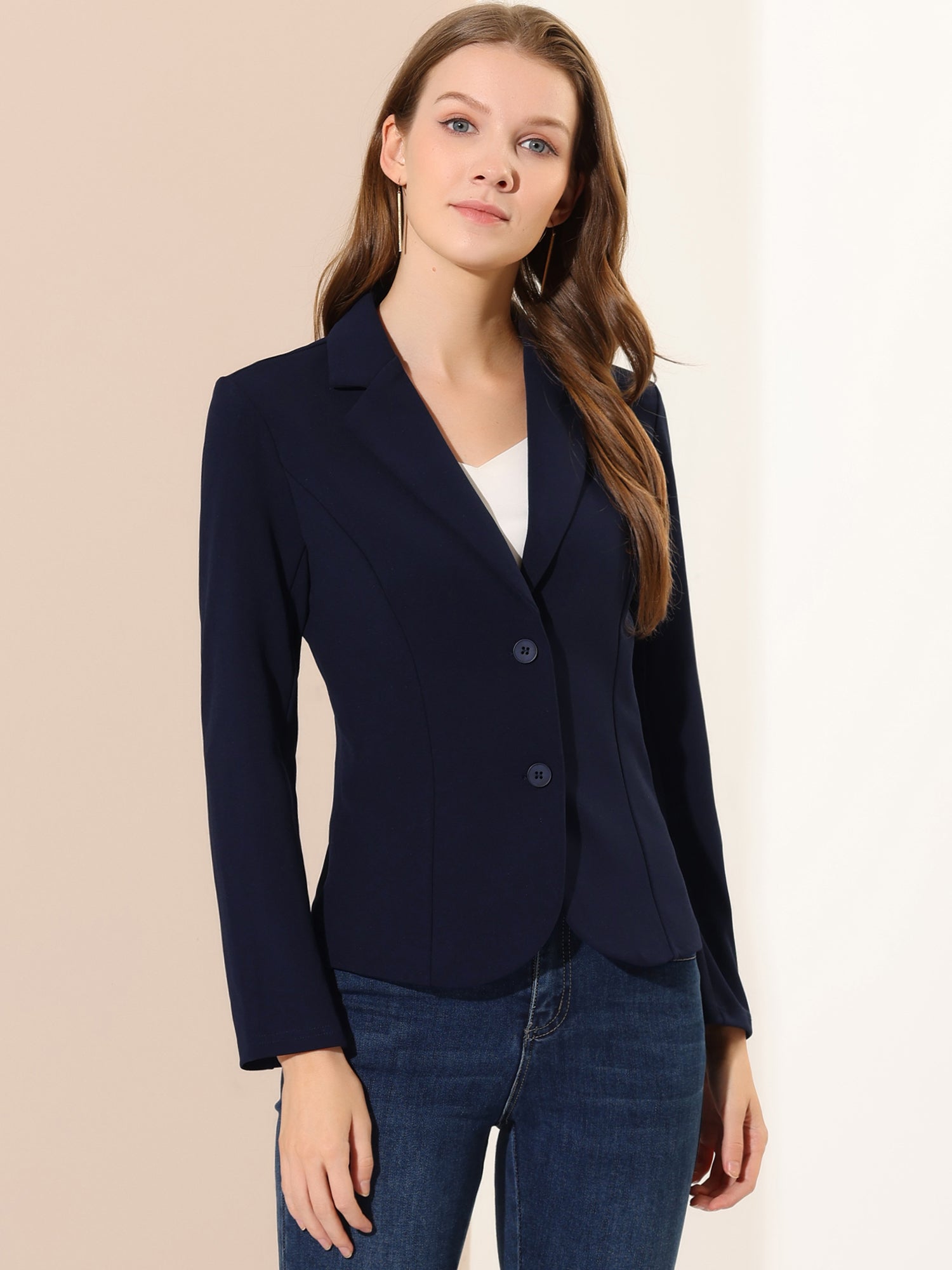 SINGLE-BREASTED STRETCH OFFICE BLAZER