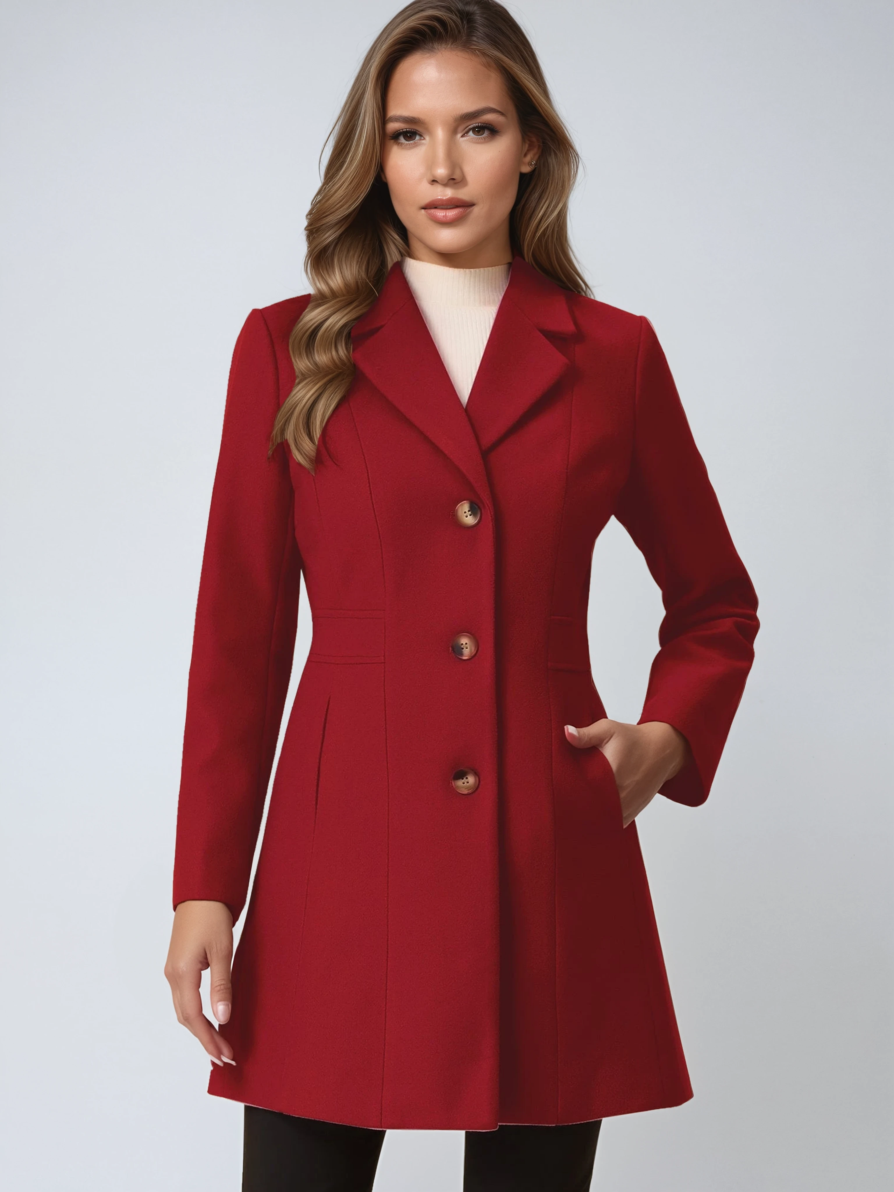 WOMEN’S WOOL COAT | LONG BUTTON WINTER JACKET