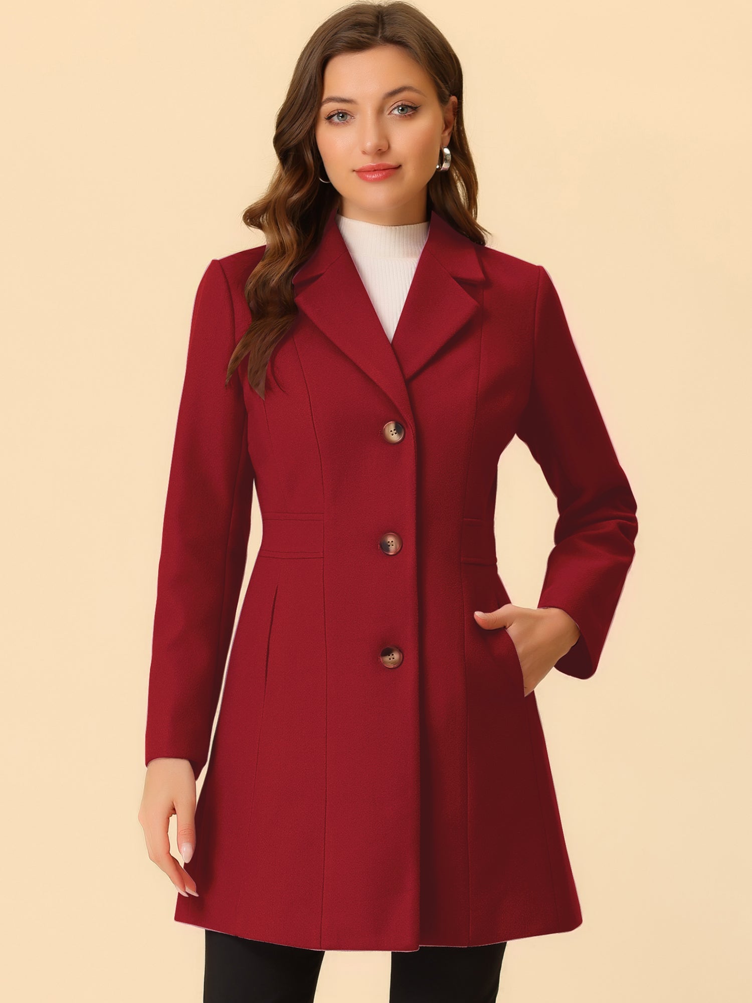 WOMEN’S WOOL COAT | LONG BUTTON WINTER JACKET