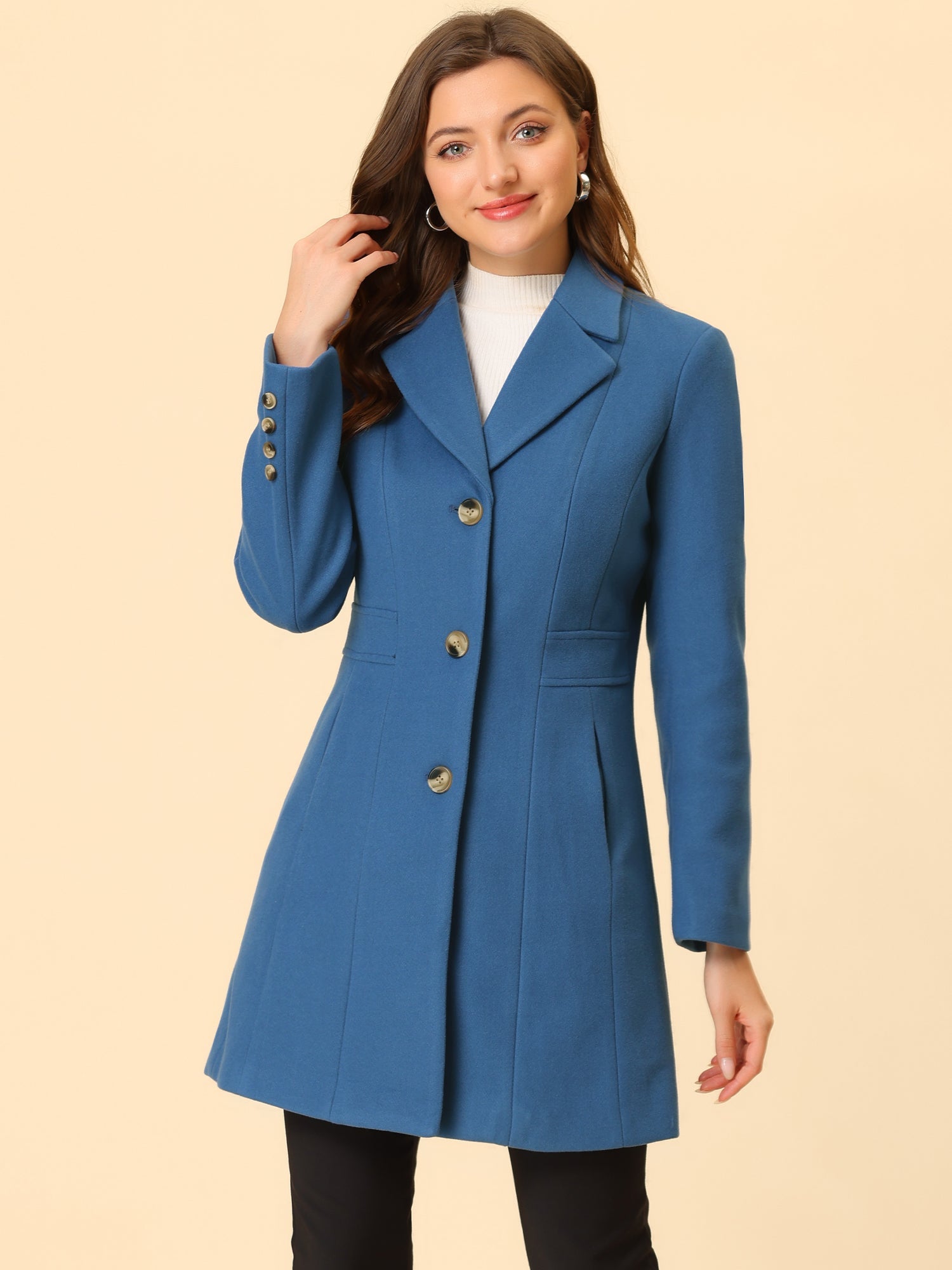WOMEN’S WOOL COAT | LONG BUTTON WINTER JACKET