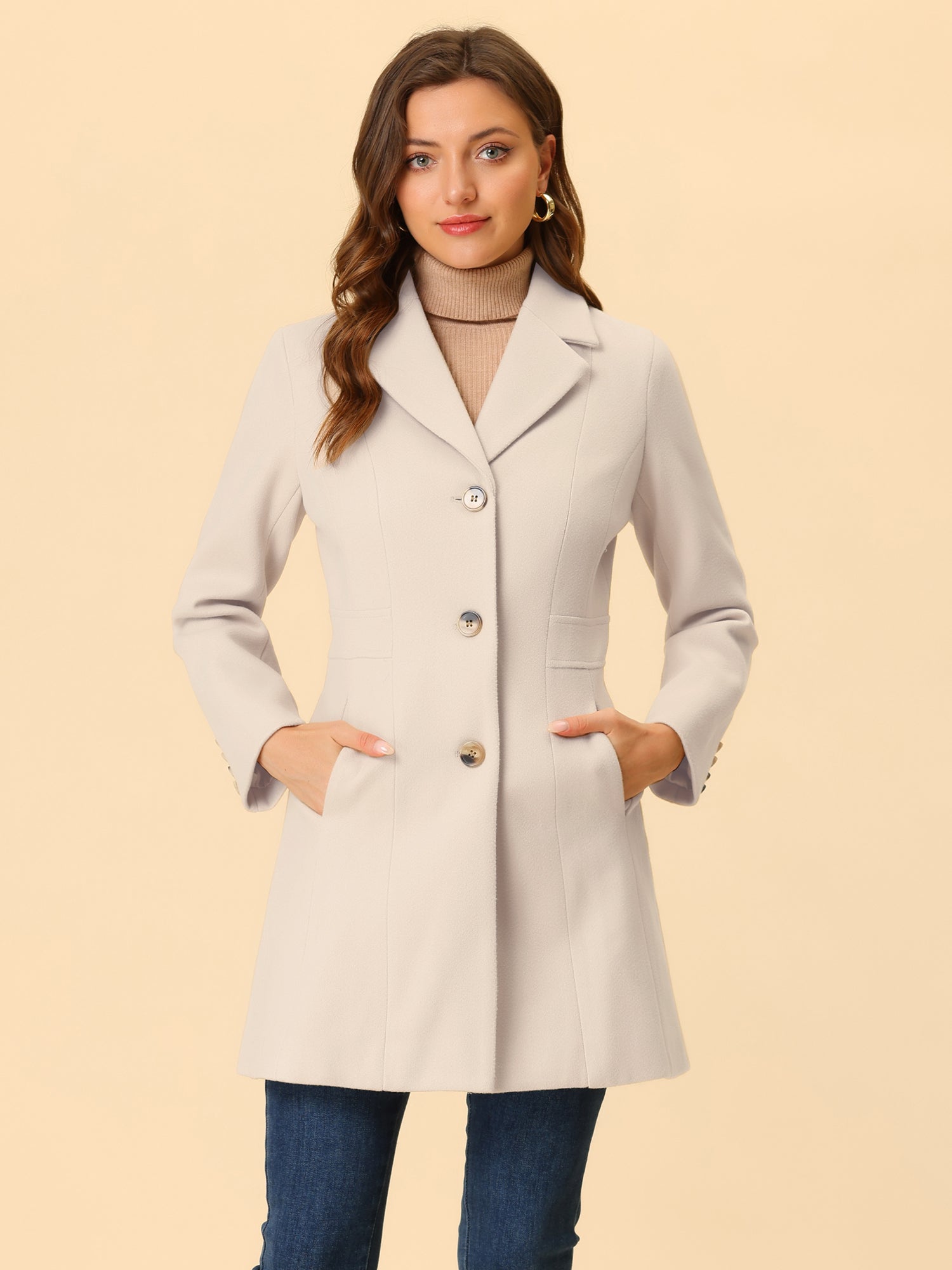WOMEN’S WOOL COAT | LONG BUTTON WINTER JACKET