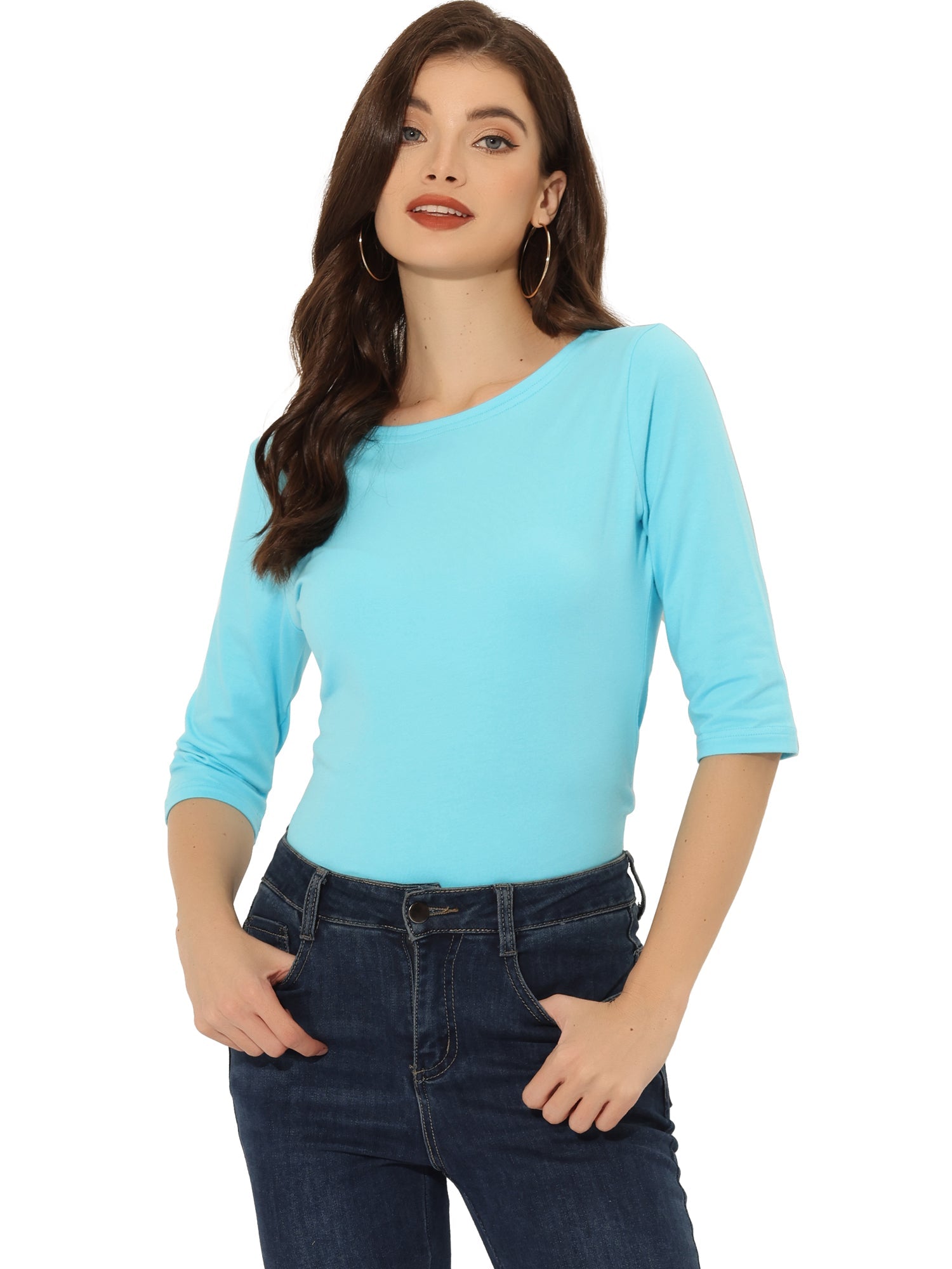 ESSENTIAL EASE | 3/4 SLEEVE CREW NECK TOP