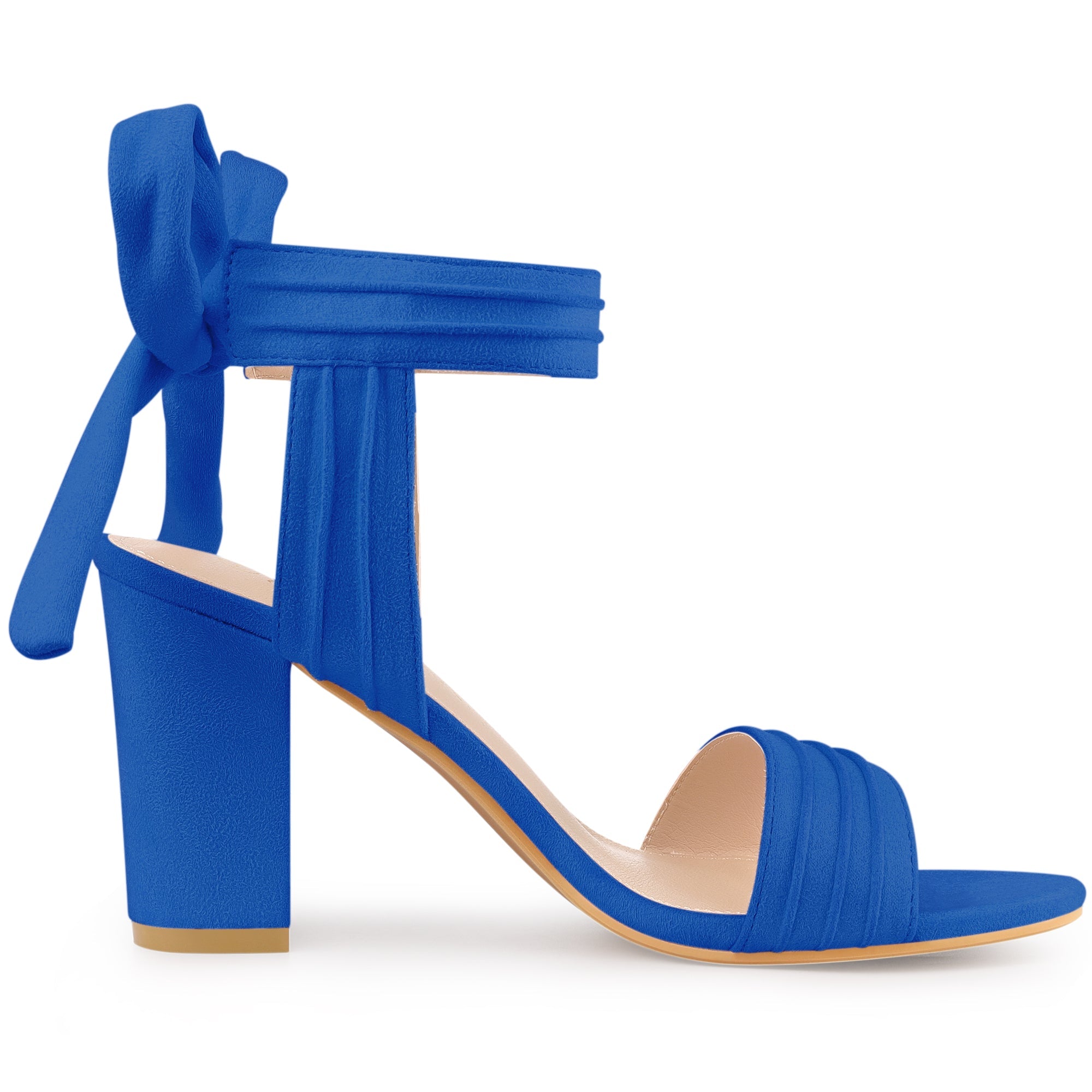BLOCK HEEL PUMPS | OPEN TOE ANKLE STRAP WITH BOW DETAIL