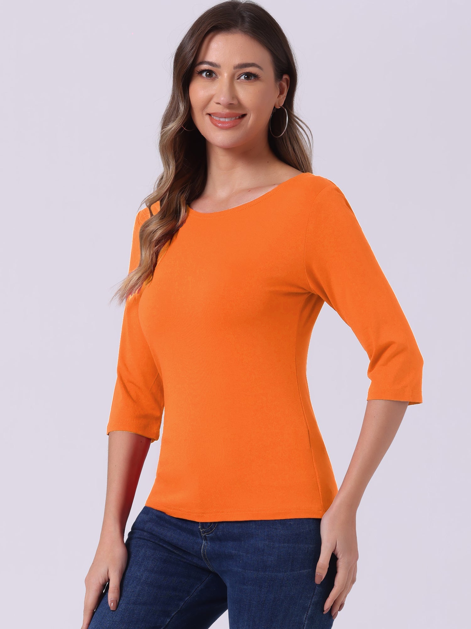 ESSENTIAL EASE | 3/4 SLEEVE CREW NECK TOP