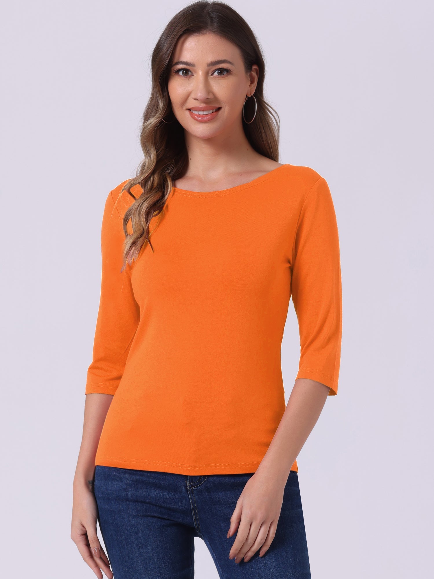 ESSENTIAL EASE | 3/4 SLEEVE CREW NECK TOP