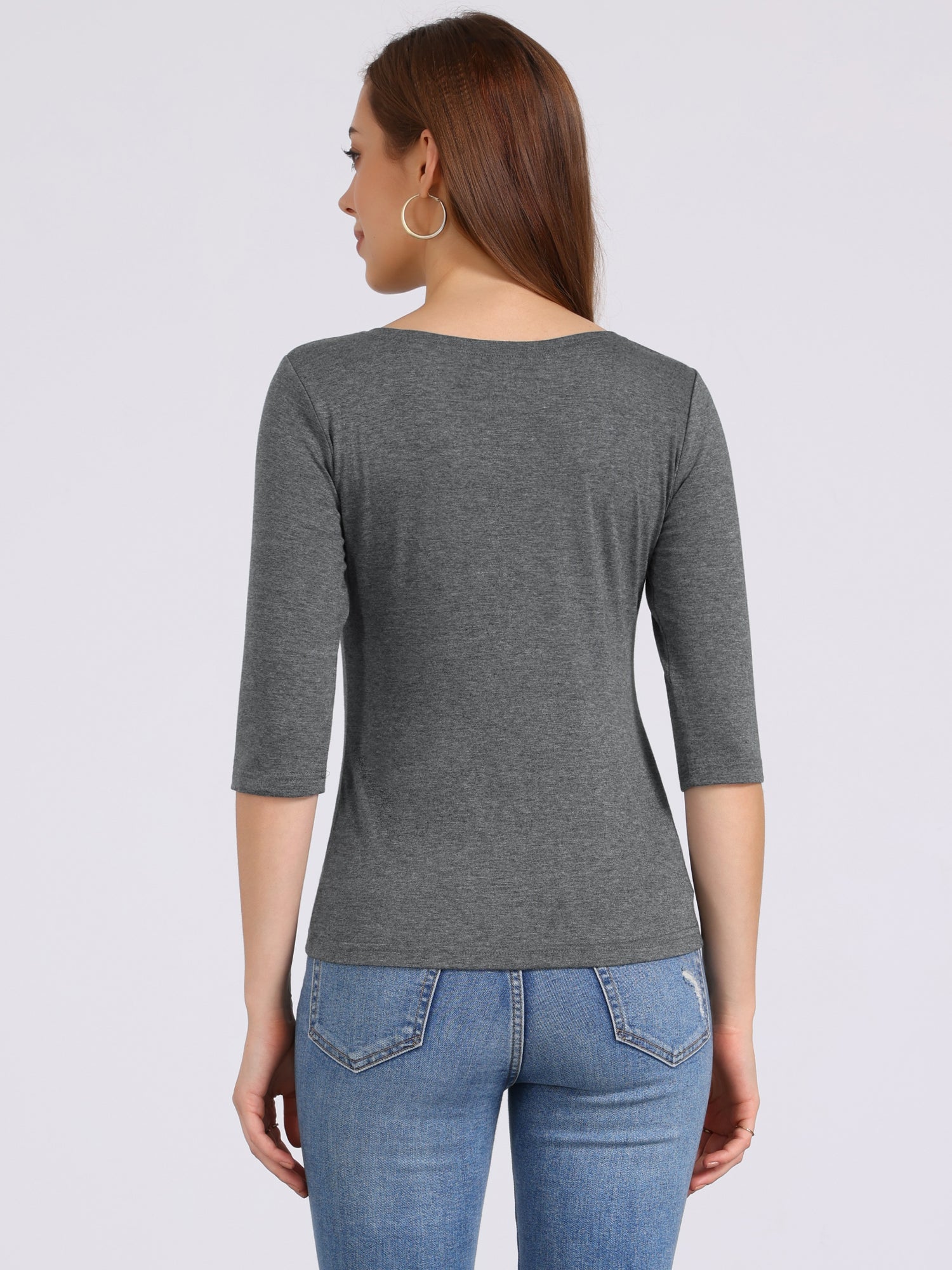 ESSENTIAL EASE | 3/4 SLEEVE CREW NECK TOP