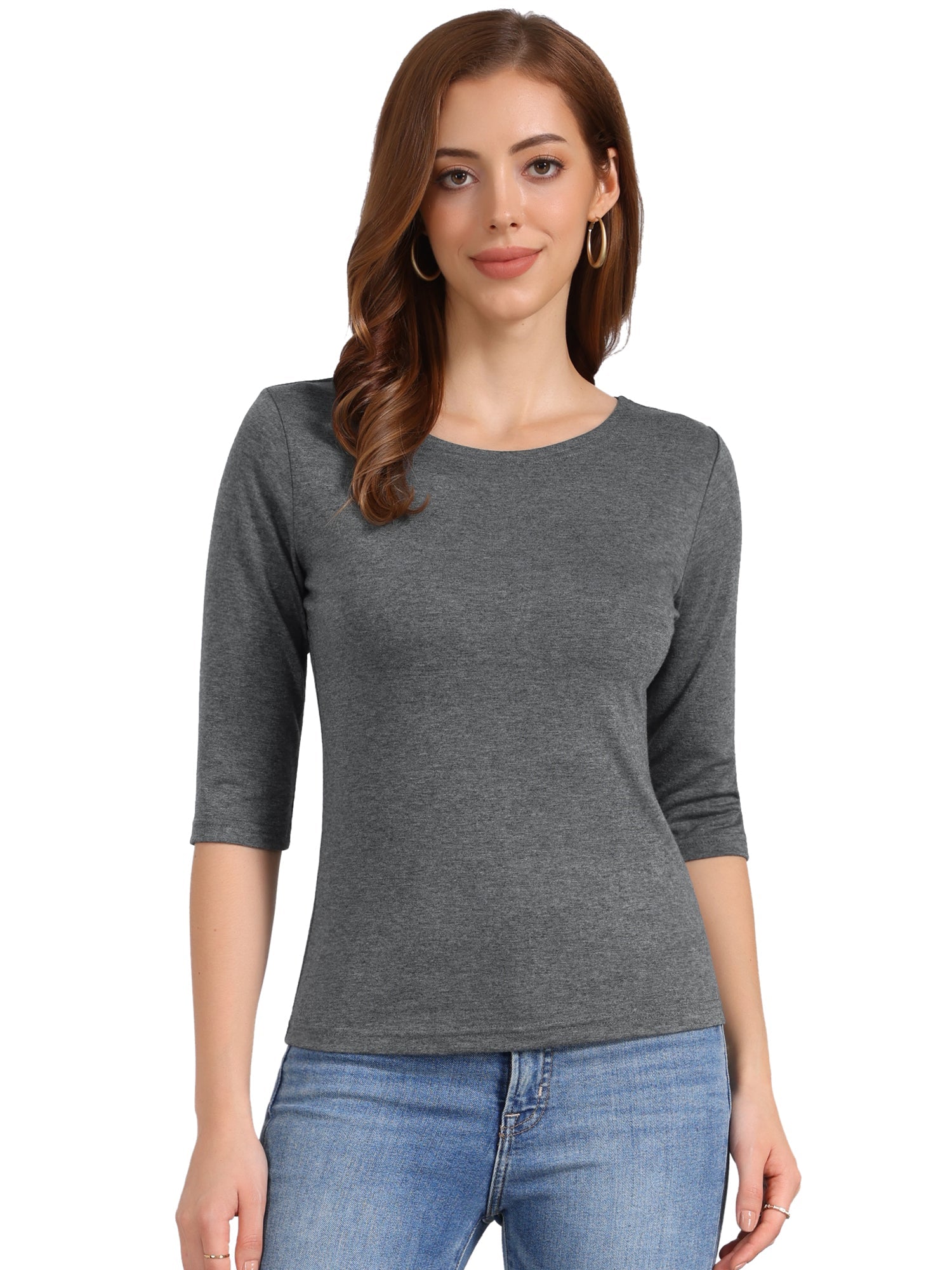 ESSENTIAL EASE | 3/4 SLEEVE CREW NECK TOP
