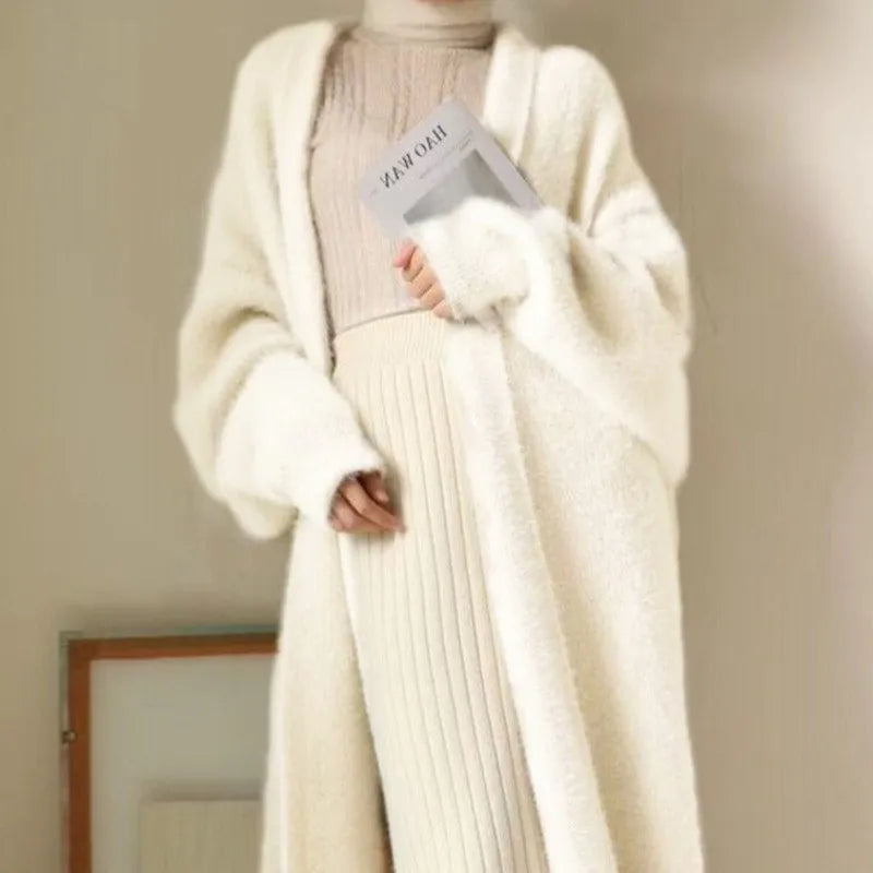 LONG WOOL CARDIGAN – OPEN FRONT COAT