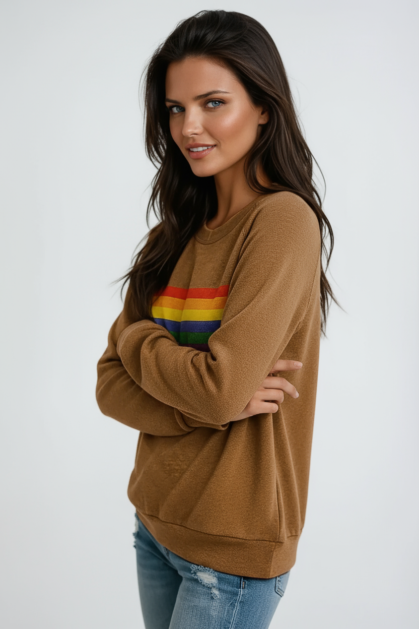 OVERSIZED SWEATSHIRT WITH RAINBOW STRIPES