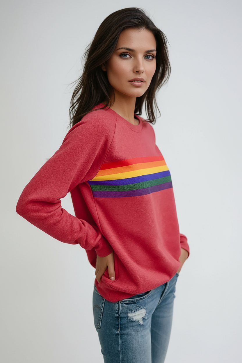 OVERSIZED SWEATSHIRT WITH RAINBOW STRIPES
