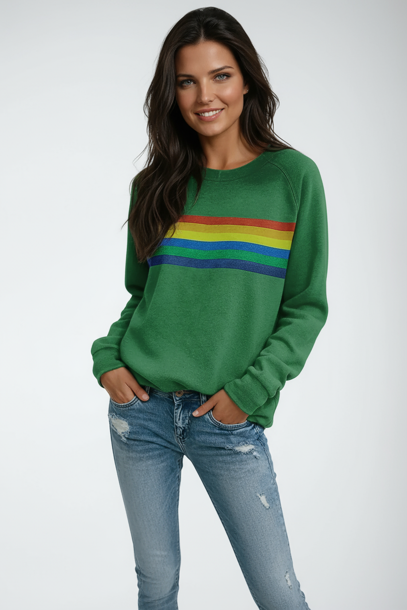 OVERSIZED SWEATSHIRT WITH RAINBOW STRIPES